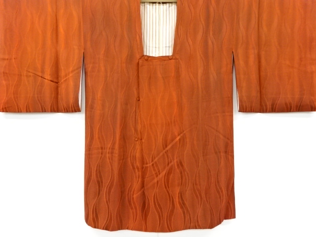 JAPANESE KIMONO / VINTAGE MICHIYUKI COAT / SILK / WOVEN TATEWAKU PATTERN